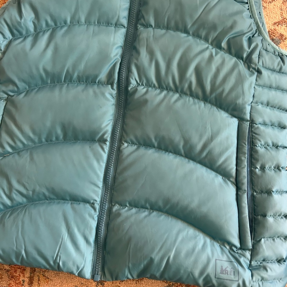 REI Teal Puffy Down Vest - Picture 2 of 5